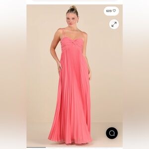 Lulu's Coral Pleated Maxi Dress